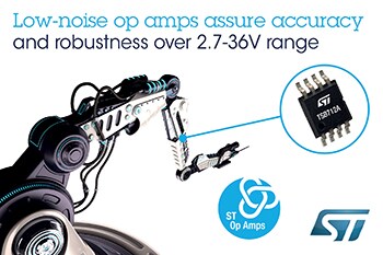 Precision Low-Noise Op Amp from STMicroelectronics Boosts Flexibility with Extended Voltage and Temperature Ranges