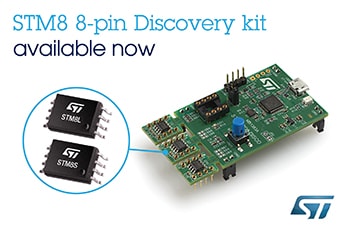 One-Board Discovery Kit from STMicroelectronics Contains Three 8-Pin STM8 Microcontrollers for Best Convenience and Value