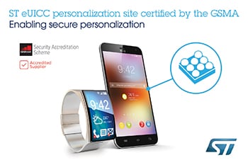 STMicroelectronics Becomes First Chip Maker Accredited by the GSMA to Personalize eSIMs for Mobiles and Connected IoT Devices