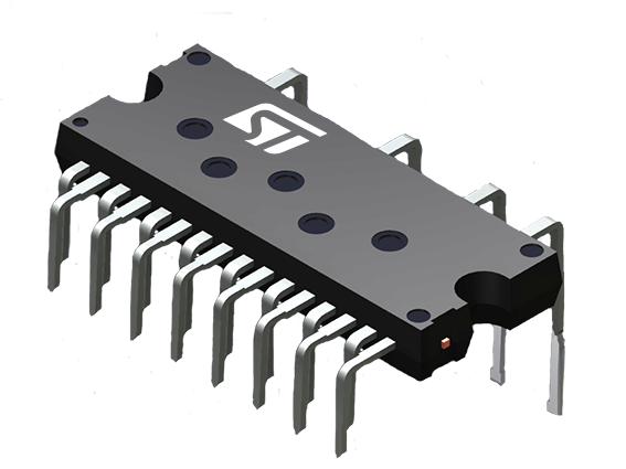 Integrated circuit chip with multiple metal pins.
