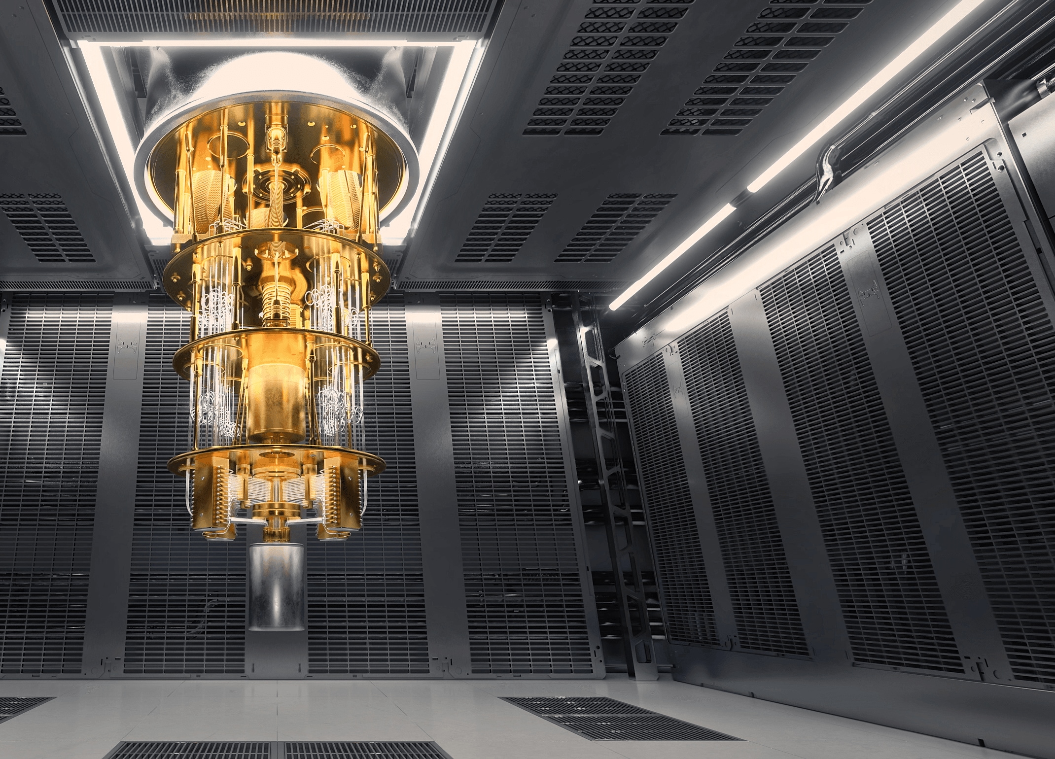 Quantum computer hardware in server room