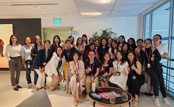 Group photo of female employees in Singapore