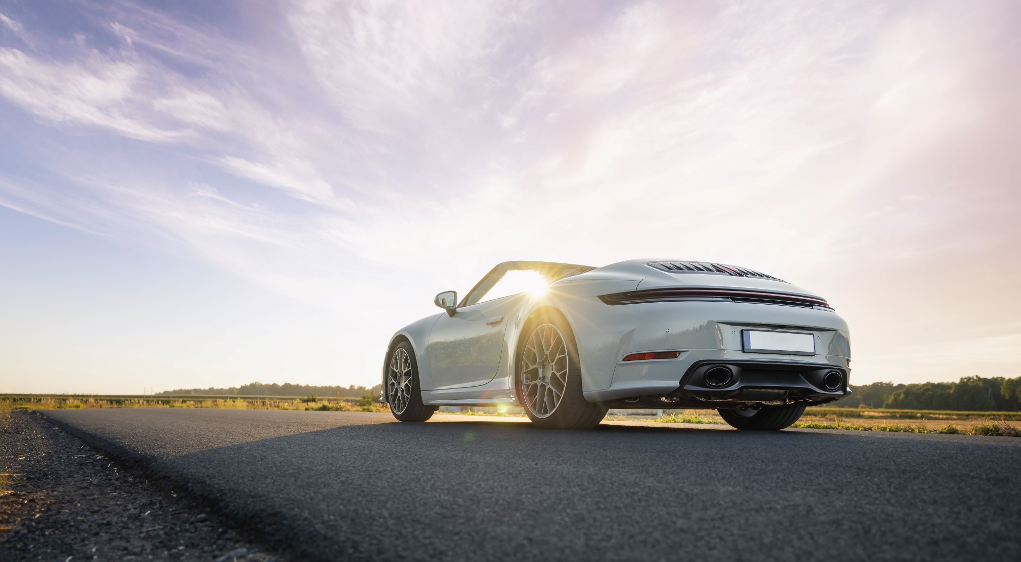 Powerful sports car parked on the road