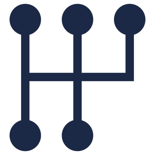 Icon representing a manual transmission gear shift pattern. 