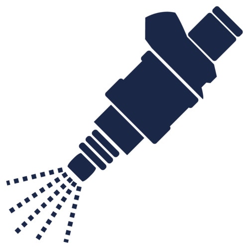 con of a fuel injector spraying. 