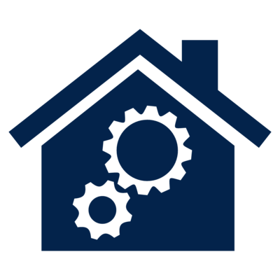 Picto of a house with gears inside