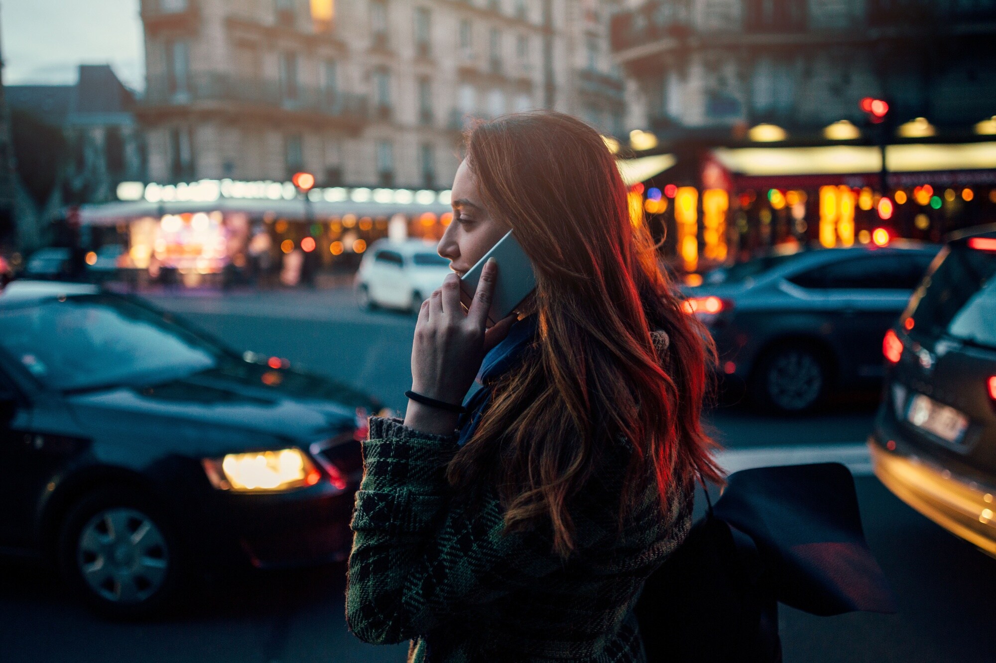 Woman talking on her phone.