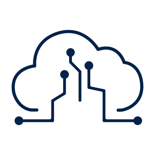 Icon of a cloud with circuit lines symbolizing cloud computing or IoT connectivity