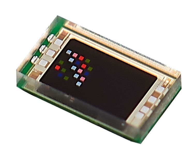  Two small electronic sensor modules, one with a colorful display and the other showing contact points. 