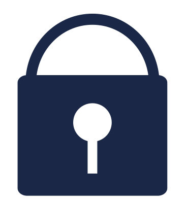 A dark blue padlock icon 