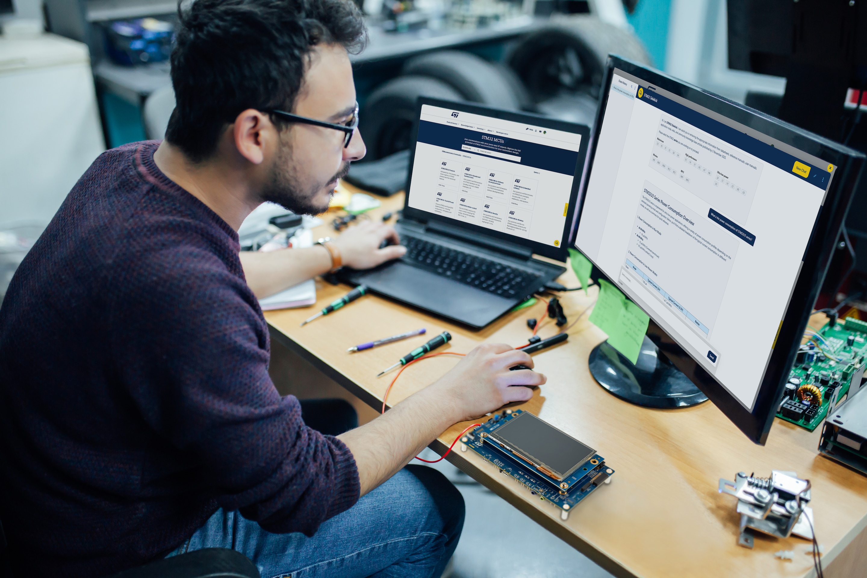 Engineer using STM32 Sidekick chatbot