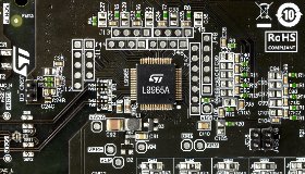 Photo of evaluation board for the L9965A battery monitoring chip