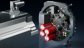rendering of a 3d view explosion of a high power industrial servo drive with st components